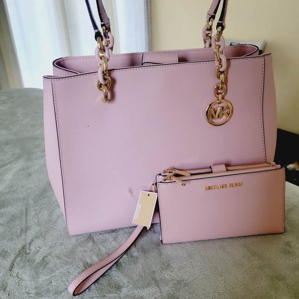 Michael Kors Pink Tote Bag and Wallet Set